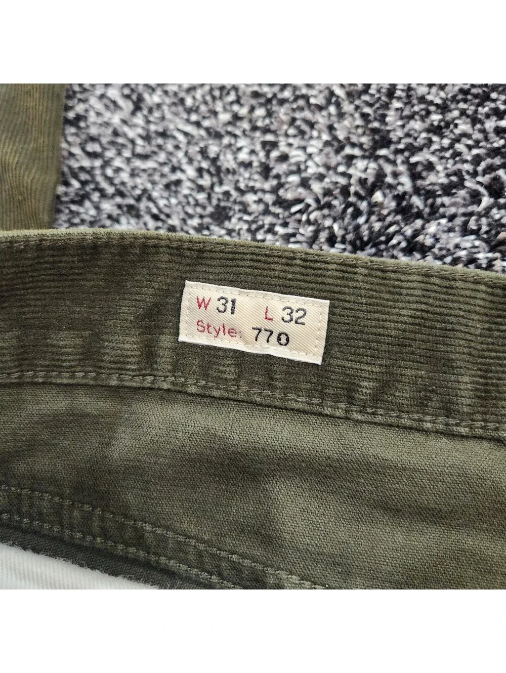 J.Crew 770 Straight Fit Corduroy Pants Men's 31x32 Olive Green Stretch